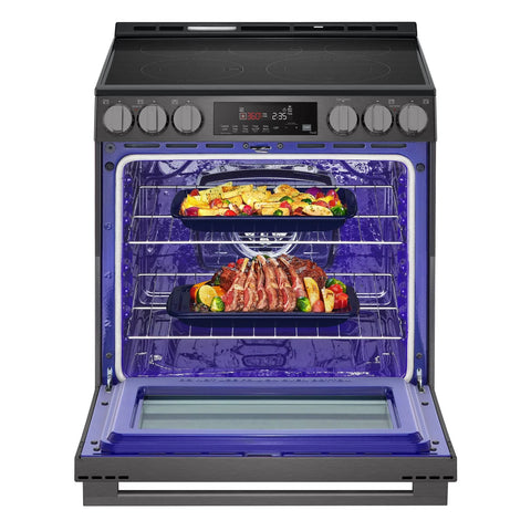 LG 6.3 Cu. Ft. Smart Electric Range with Air Fry – Black Stainless Steel - LSEL6333ZE