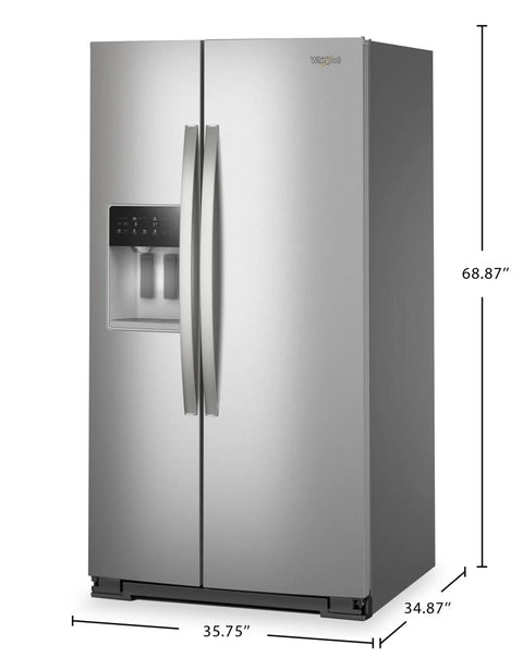 Whirlpool 36" 28.7 Cu. Ft. Side-by-Side Refrigerator – Fingerprint-Resistant Stainless - WRSF6536RZ