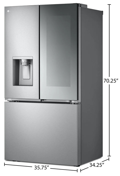 LG 36" 31 Cu. Ft. French-Door Standard-Depth MAX™ Refrigerator - Smudge Proof Stainless Steel - LRYKS3106S