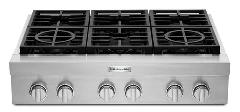 KitchenAid 36" 6-Element Gas Cooktop - Stainless Steel - KCGC506JSS