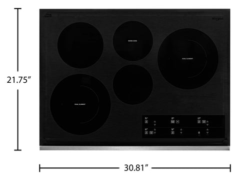 Whirlpool 30" 5-Element Electric Cooktop - Stainless Steel - WCE97US0KS