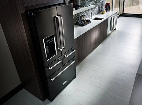 KitchenAid 36" 24 Cu. Ft. Multi Door French-Door Refrigerator - Black Stainless Steel - KRMF706EBS