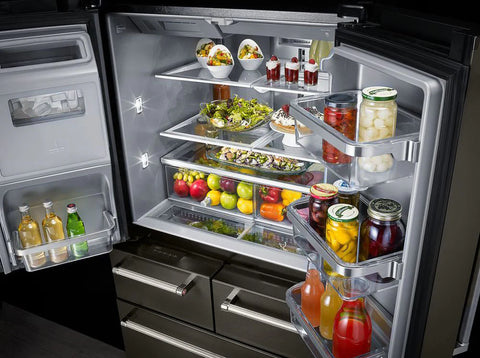 KitchenAid 36" 24 Cu. Ft. Multi Door French-Door Refrigerator - Black Stainless Steel - KRMF706EBS