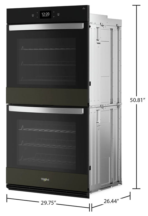 Whirlpool 30" 10 Cu. Ft. Electric Double Wall Oven with True Convection - Black Stainless Steel with PrintShield™ Finish - WOED7030PV