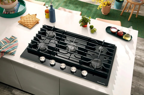 KitchenAid 36" Gas-on-Glass Cooktop - KCGG536PBL
