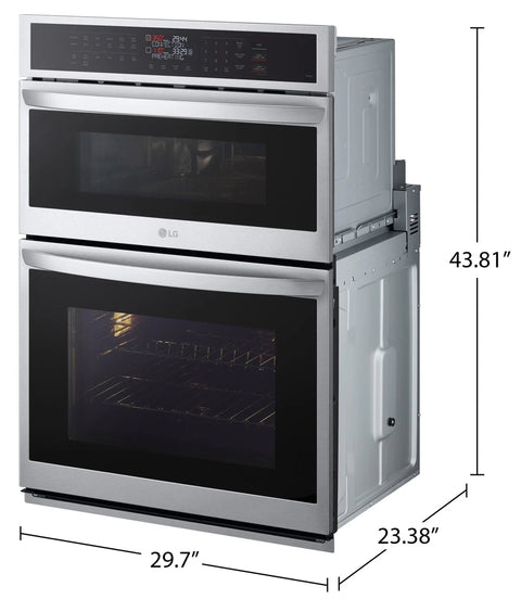 LG 30" 6.4 Cu. Ft. Electric Combination Wall Oven with Fan Convection - Smudge Proof Stainless Steel - WCEP6423F