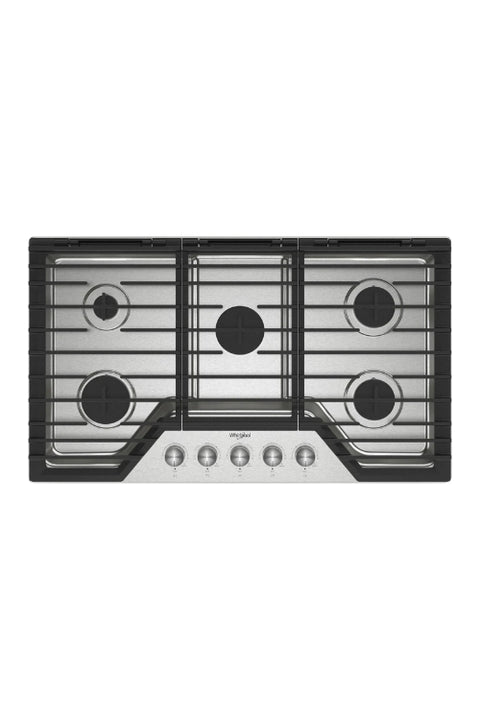 Whirlpool 36" Gas Cooktop with Fifth Burner and EZ-2-Lift™ Hinged Cast-Iron Grates - WCGK7036PS
